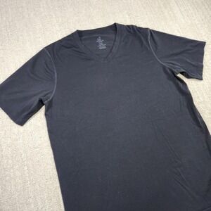 Woolx Shirt Men Large Ashton V Neck Black Merino Wool Performance Baselayer